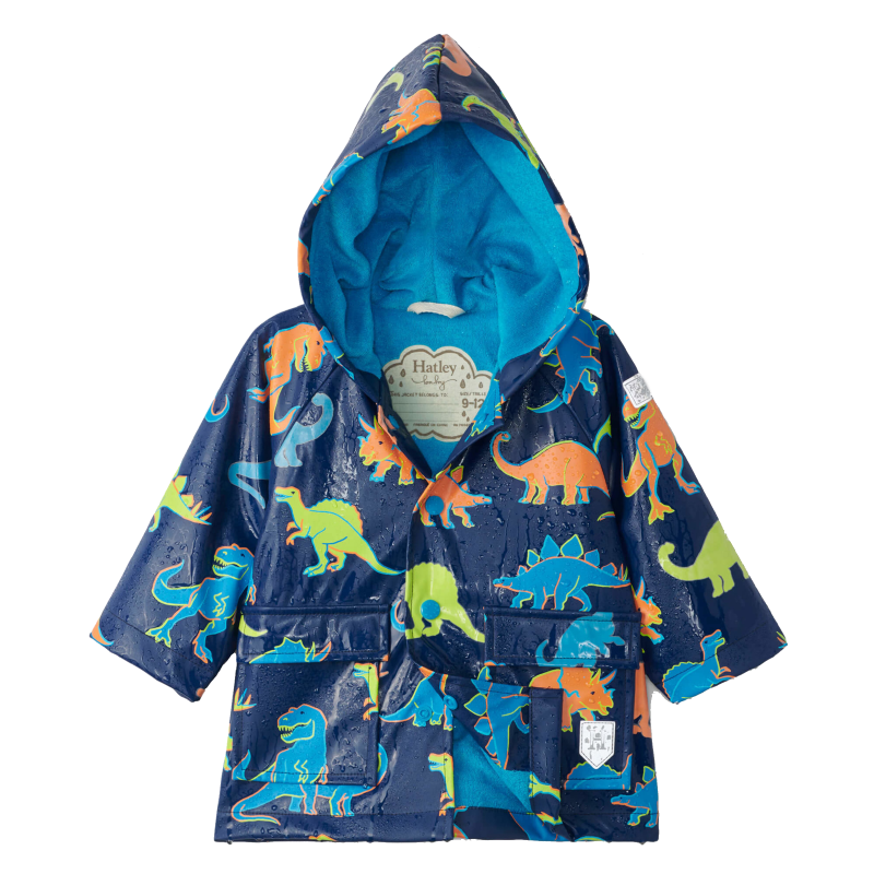 Hatley Colour Changing Baby Raincoat - Linework Dinos