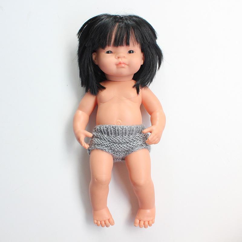 Hand Knitted Dolls Pants Large Grey