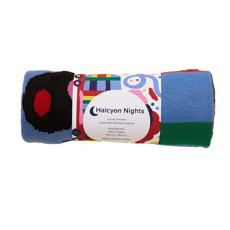 Halcyon Nights 100% Cotton Knit Blanket - Lorries