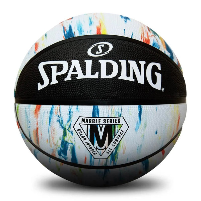 Spalding Basketball Size 7 - Marble BLK/WHT/Rainbow