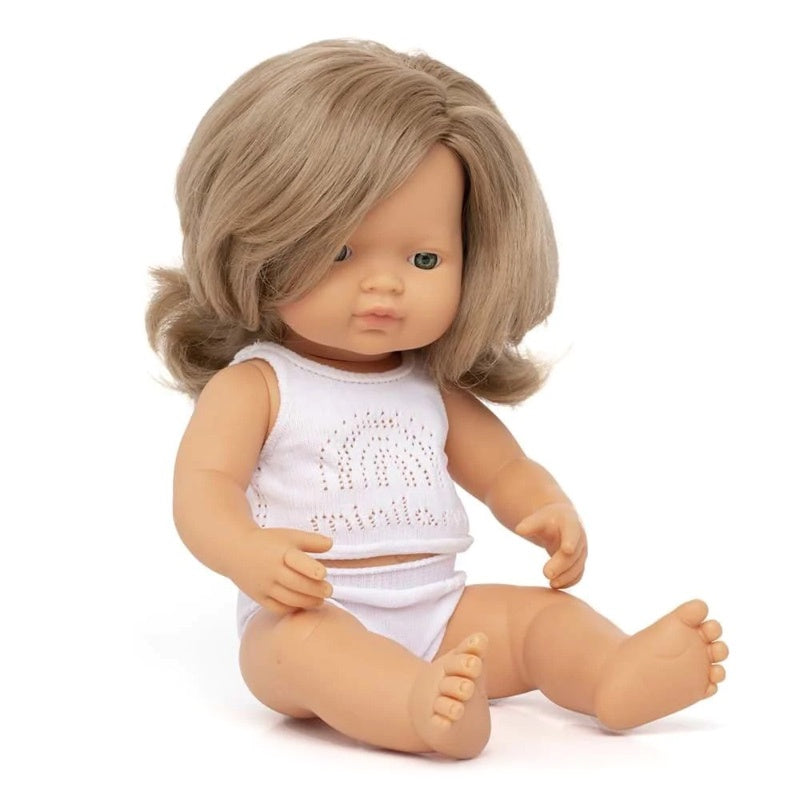 Miniland Doll 38cm - Dark Blonde Cauc. Girl