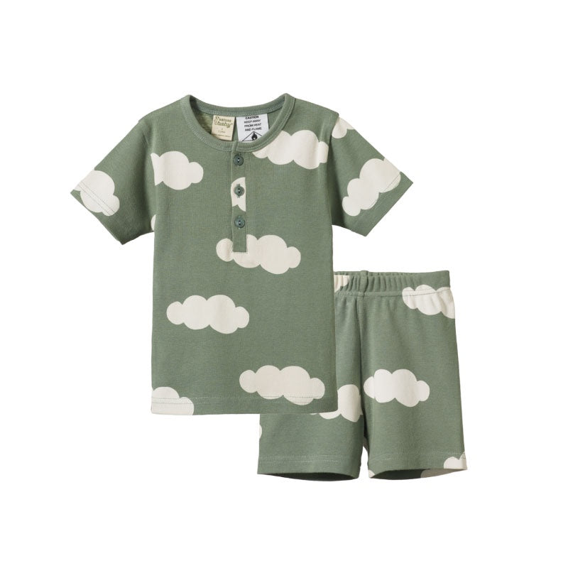 Nature Baby 2PC Short Sleeve Pyjamas - Lily Pad Cloud