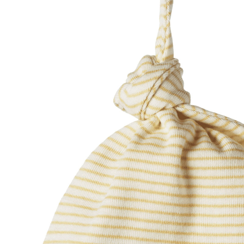 Nature Baby Knotted Beanie - Sand Pinstripe