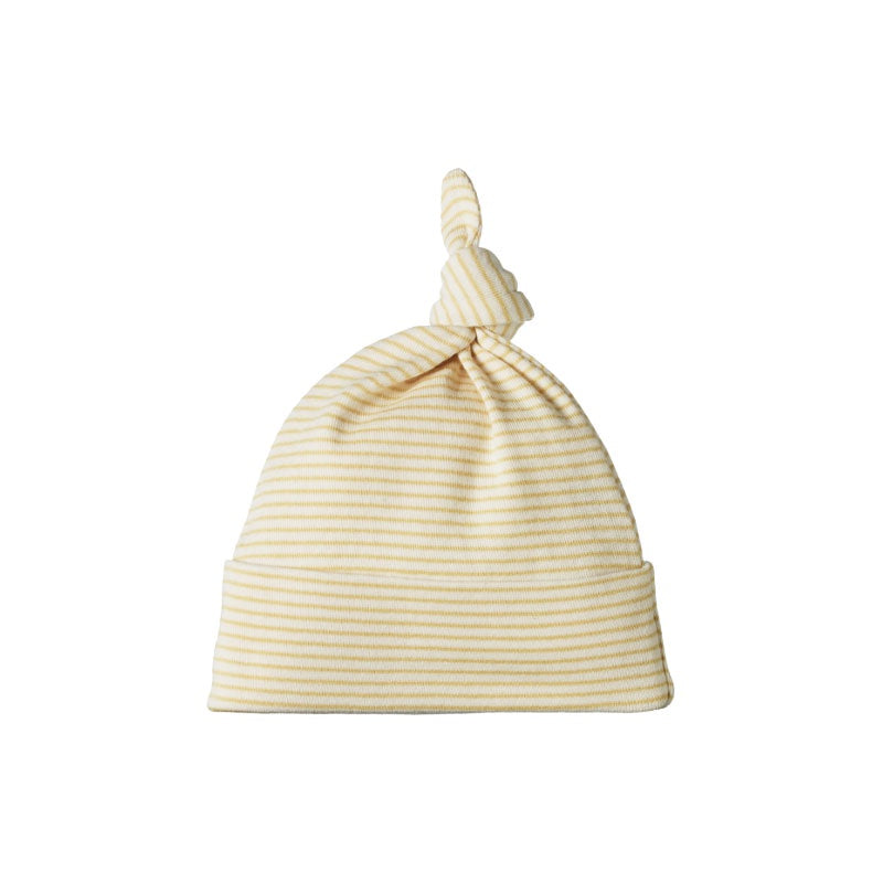 Nature Baby Knotted Beanie - Sand Pinstripe