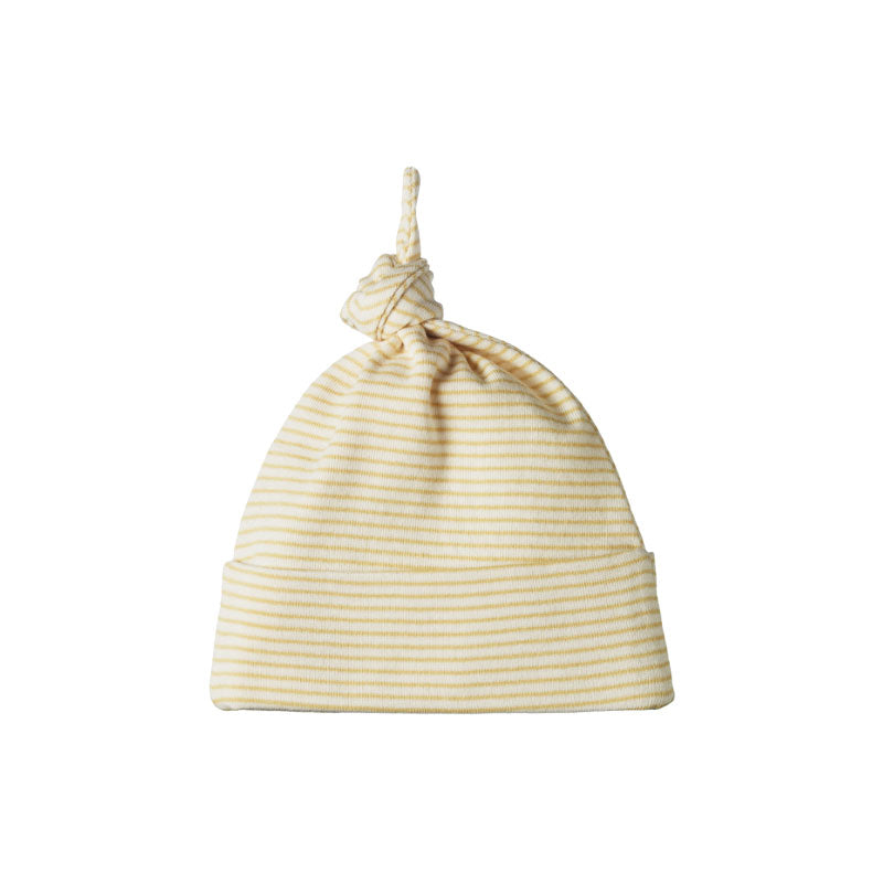 Nature Baby Knotted Beanie - Sand Pinstripe