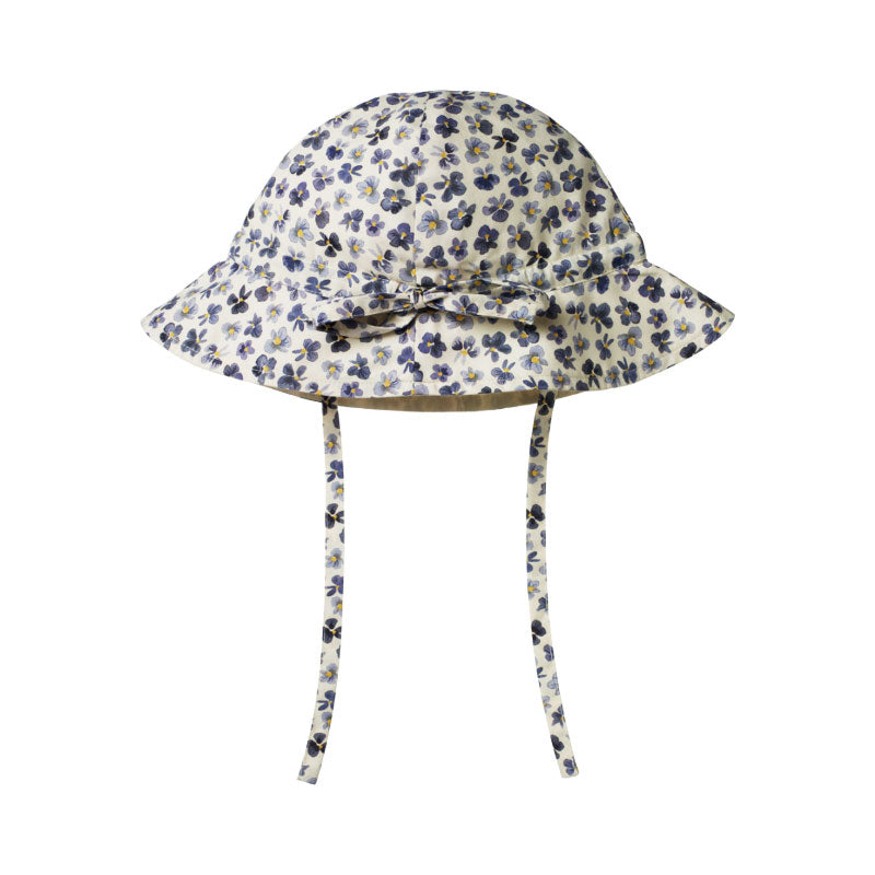 Nature Baby Poplin Sunhat - Pressed Pansy Meadow
