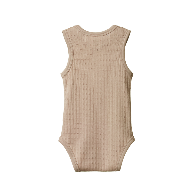 Nature Baby Singlet Pointelle Bodysuit - Nougat