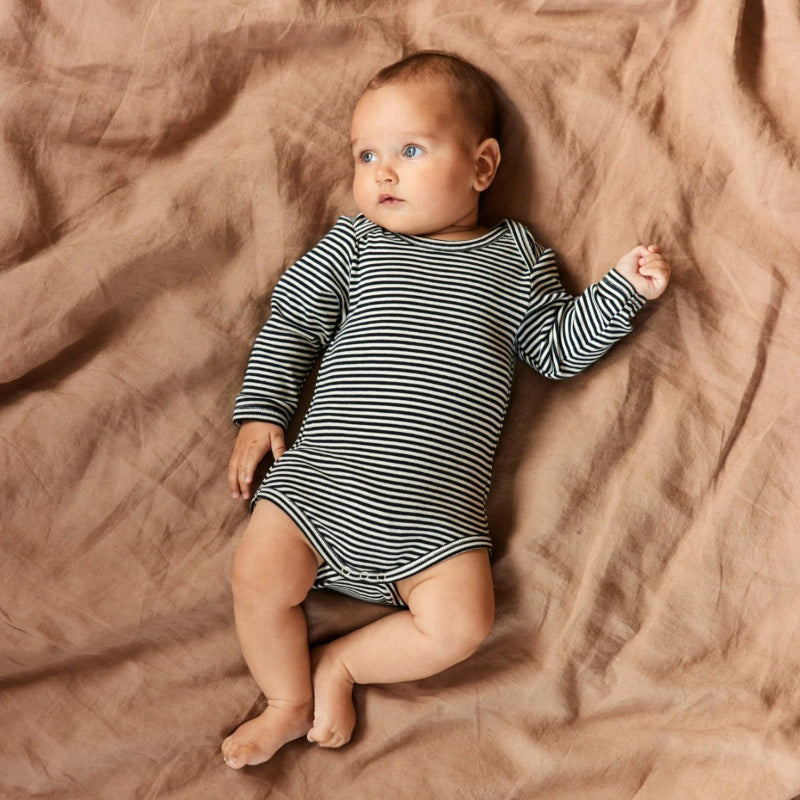 Nature Baby LS Bodysuit - Navy Stripe