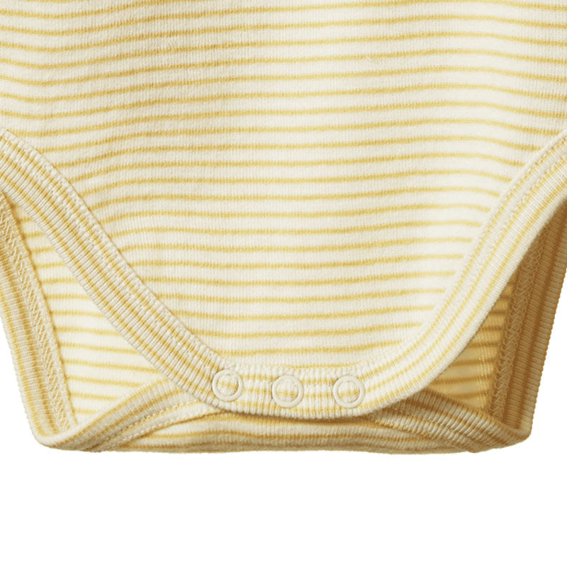 Nature Baby LS Kimono Bodysuit - Sand Pinstripe