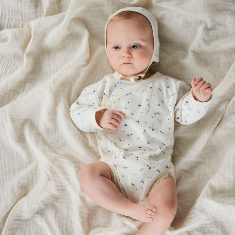 Nature Baby L/S Kimono Bodysuit - Daisy
