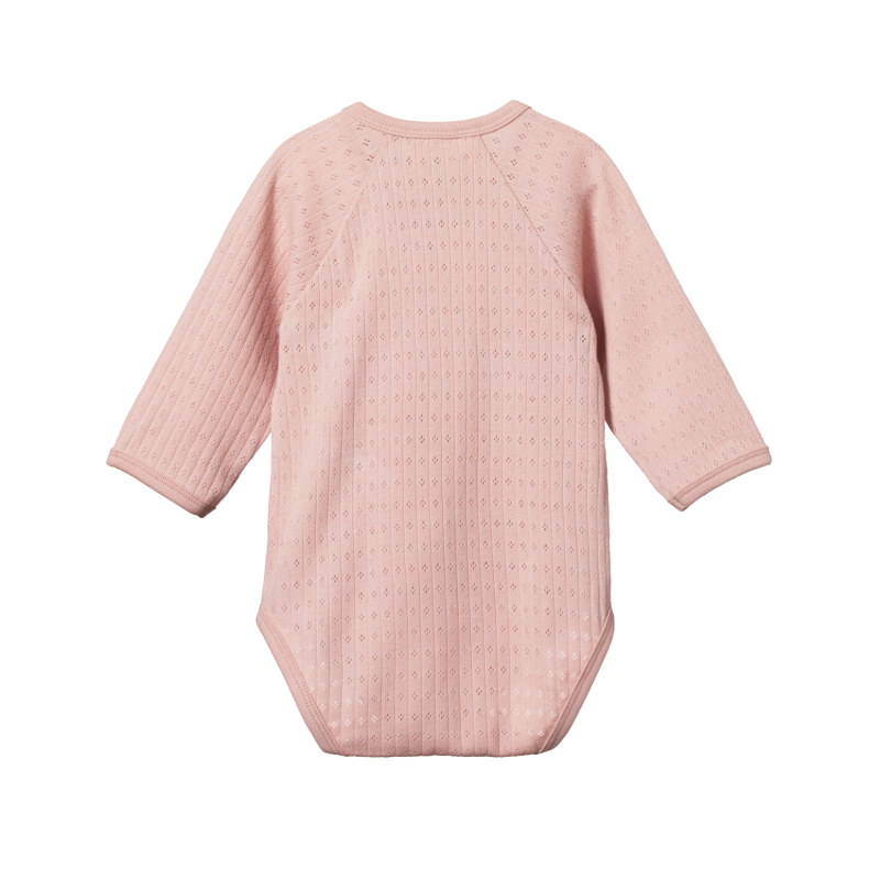 Nature Baby LS Kimono Pointelle Bodysuit - Rose Bud