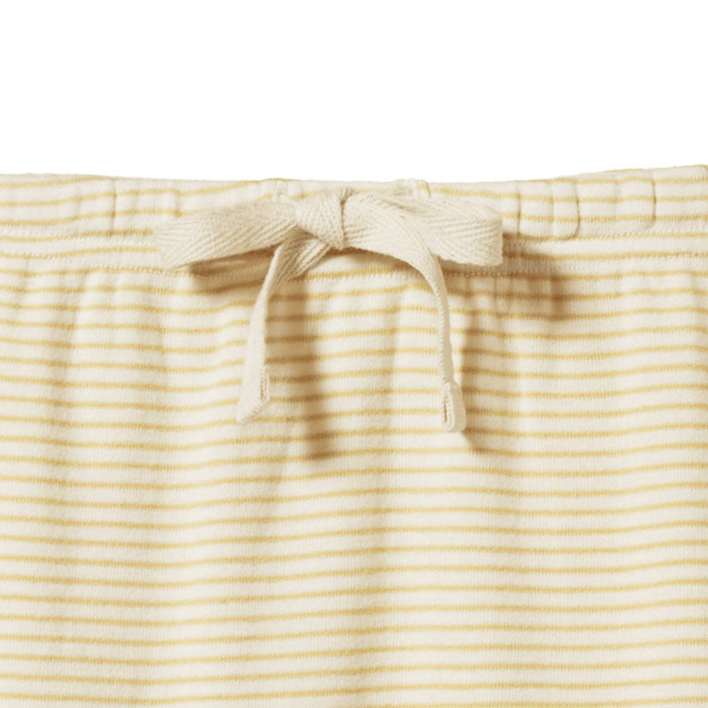 Nature Baby Footed Rompers - Sand Pinstripe