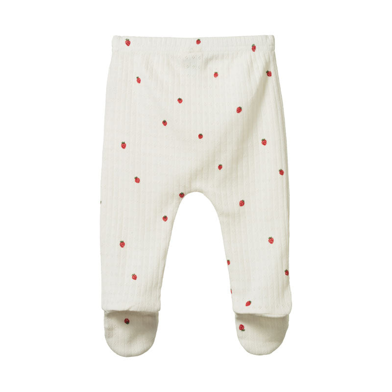 Nature Baby Footed Rompers Pointelle - Strawberry Fields