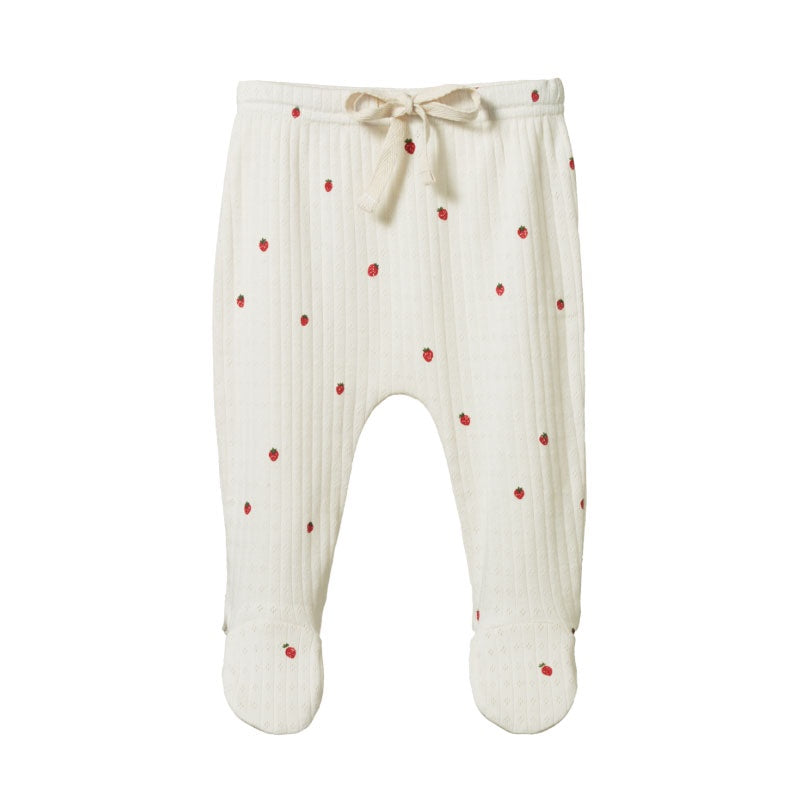 Nature Baby Footed Rompers Pointelle - Strawberry Fields