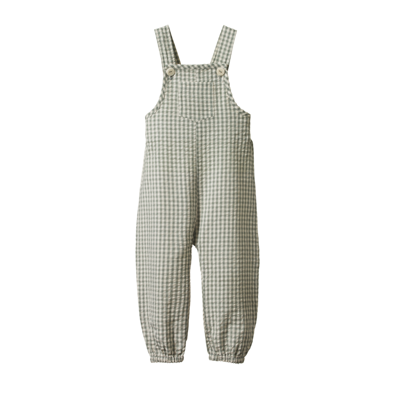 Nature Baby Tipper Overalls Gingham - Lagoon Check