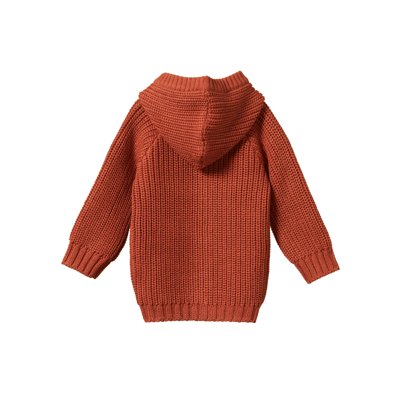 Nature Baby Oak Hoodie - Rust Chunky Knit