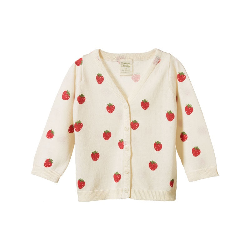 Nature Baby Light Cotton Knit Cardigan Large Strawberry Fields