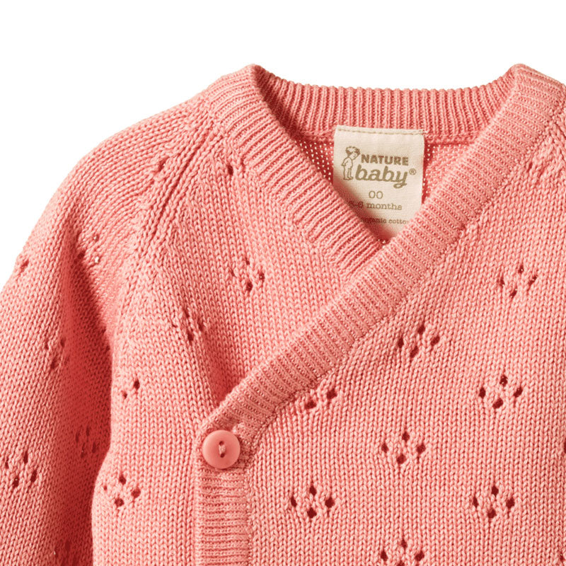 Nature Baby Honey Cardigan - Peony Pointelle