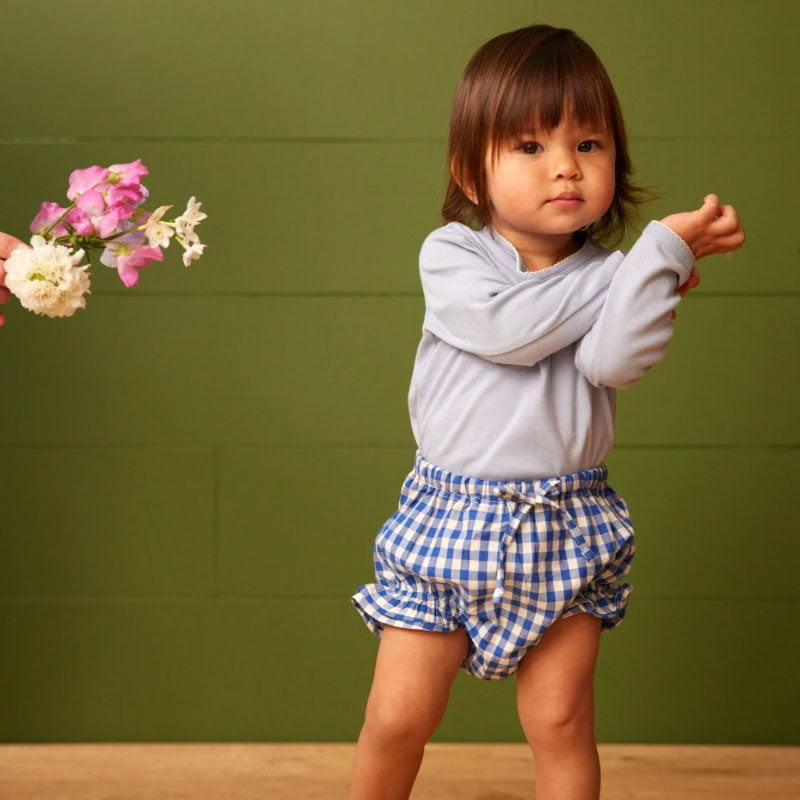 Nature Baby Gingham Petal Bloomers - Isle Blue Check