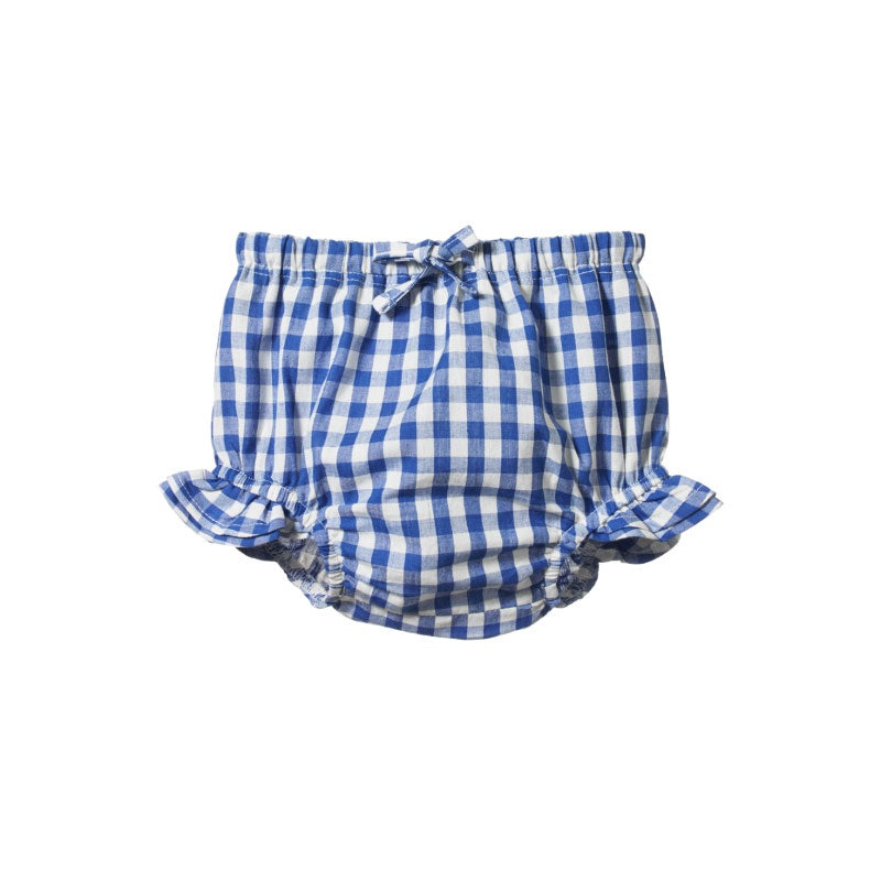 Nature Baby Gingham Petal Bloomers - Isle Blue Check