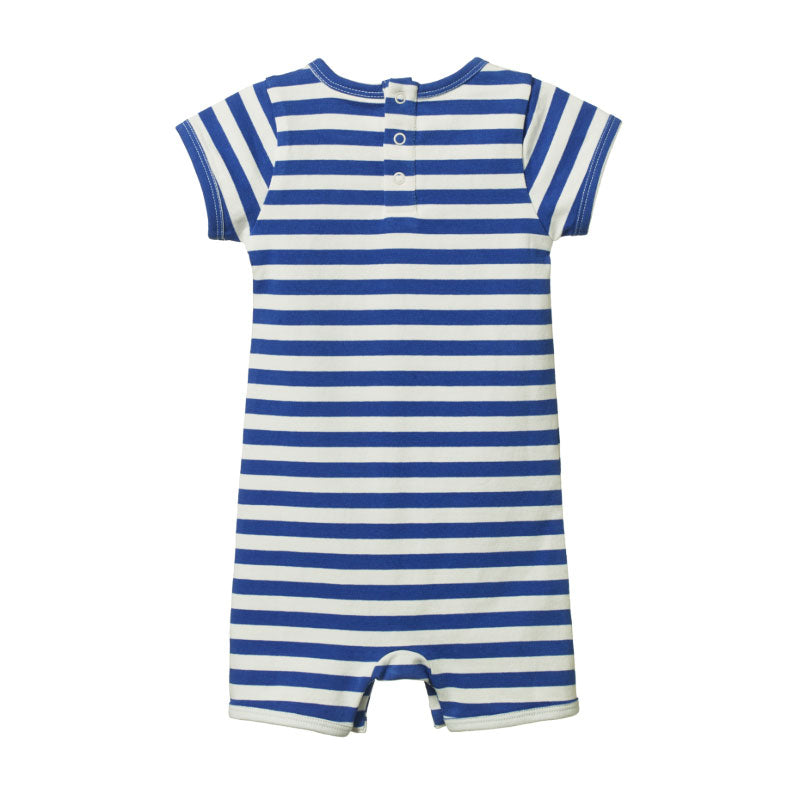 Nature Baby SS Quincy Romper - Isle Blue Sea Stripe