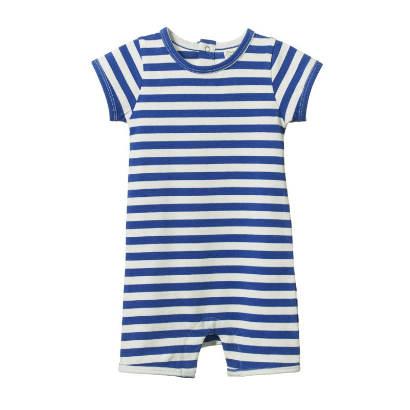 Nature Baby SS Quincy Romper - Isle Blue Sea Stripe