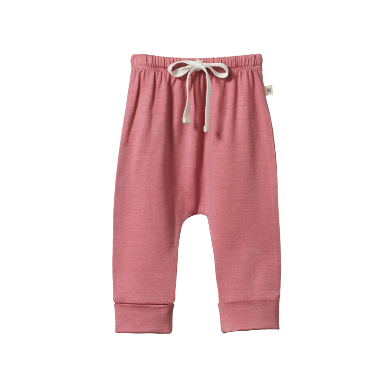 Nature Baby Merino Drawstring Pants - Raspberry