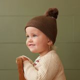 Nature Baby Merino Alpine Pom Pom Beanie - Acorn Marl