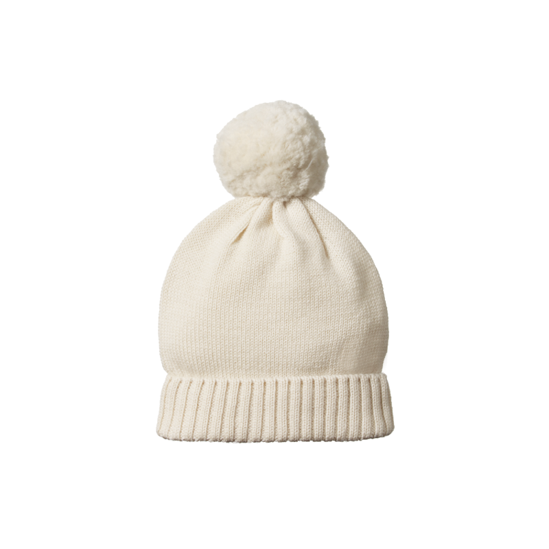 Nature Baby Merino Alpine Pom Pom Beanie - Natural