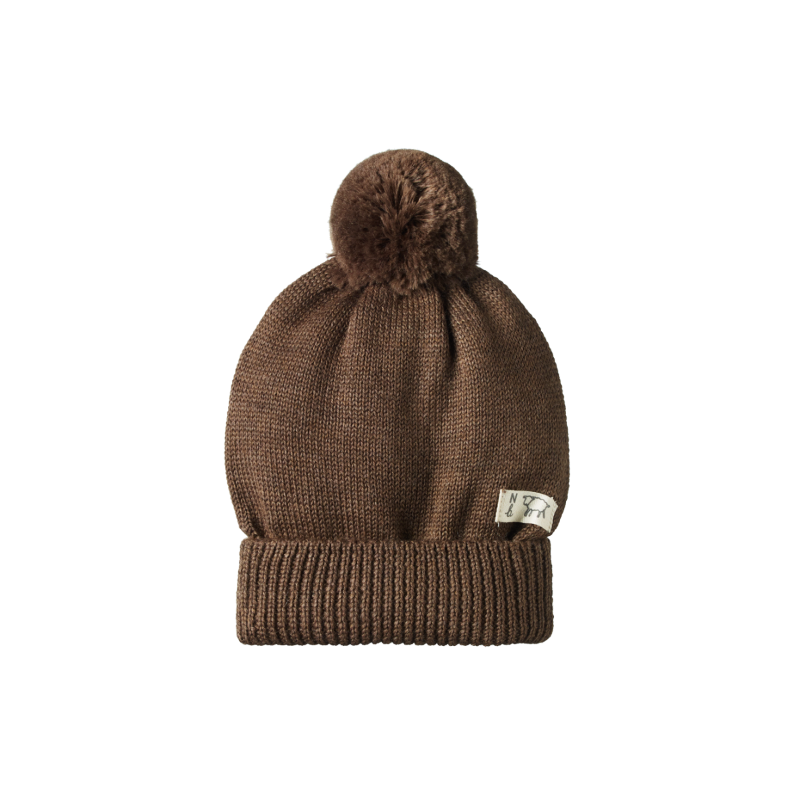 Nature Baby Merino Alpine Pom Pom Beanie - Acorn Marl