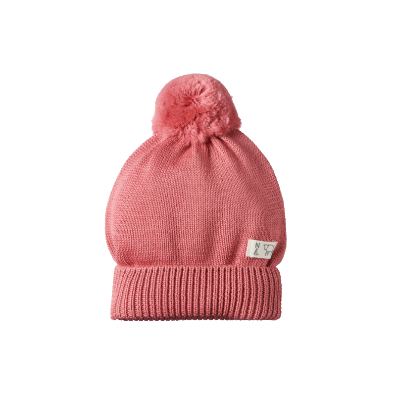 Nature Baby Merino Alpine Pom Pom Beanie - Raspberry
