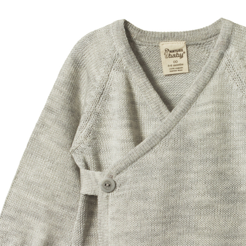 Nature Baby Merino Kimono Jacket- Light Grey Marle