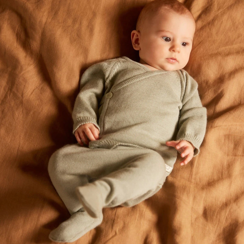 Nature Baby Merino Footed Rompers - Seedling