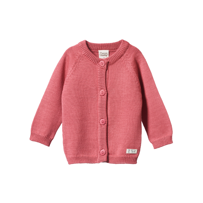 Nature Baby Merino Knit Cardigan - Raspberry