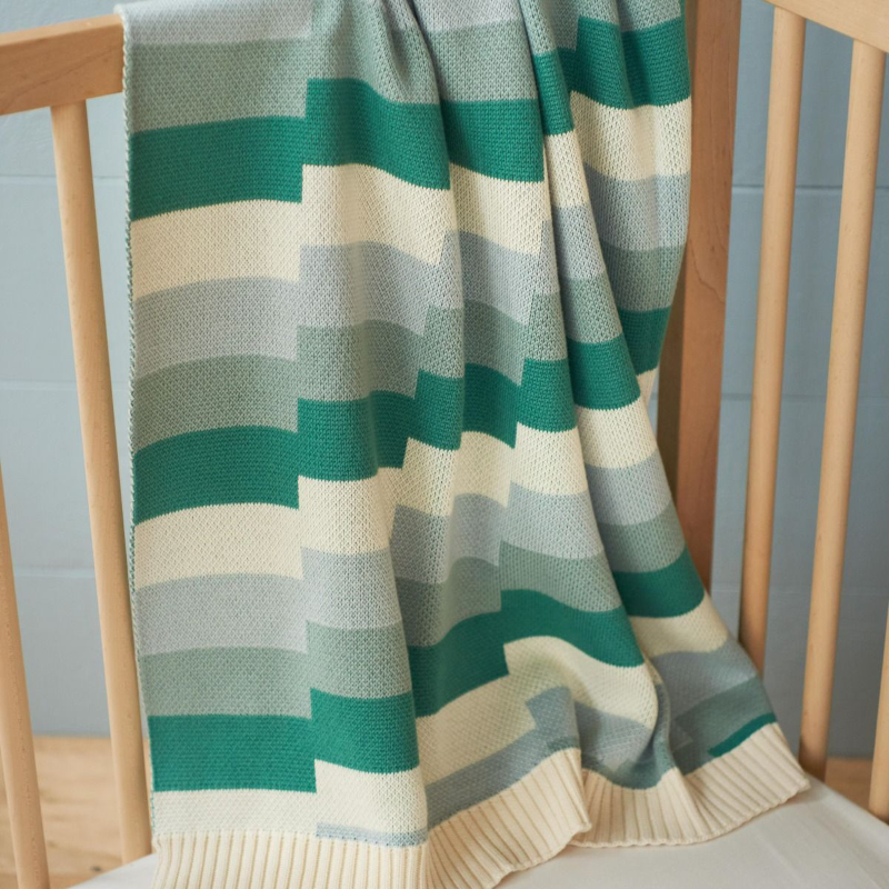 Nature Baby Dune Single Bed Blanket - Lagoon ZigZag