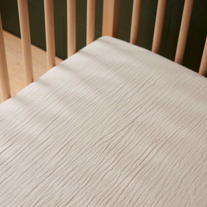 Nature Baby Fitted Cot Sheet - Natural Muslin