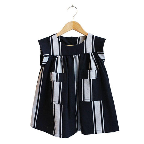 Shorties Folk Dress - Butcher's Stripe