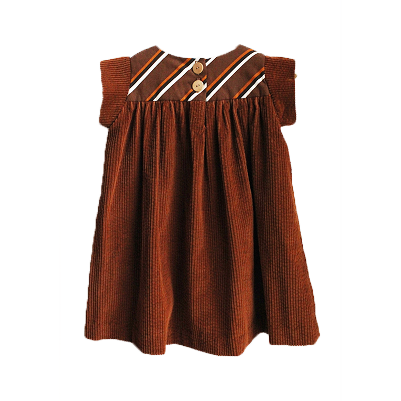 Folk Dress - Brown Cord