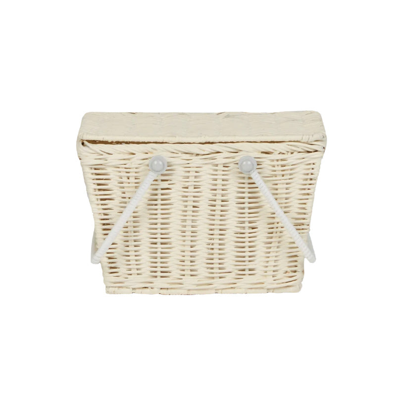 Olli Ella Rattan Piki Basket - Chalk