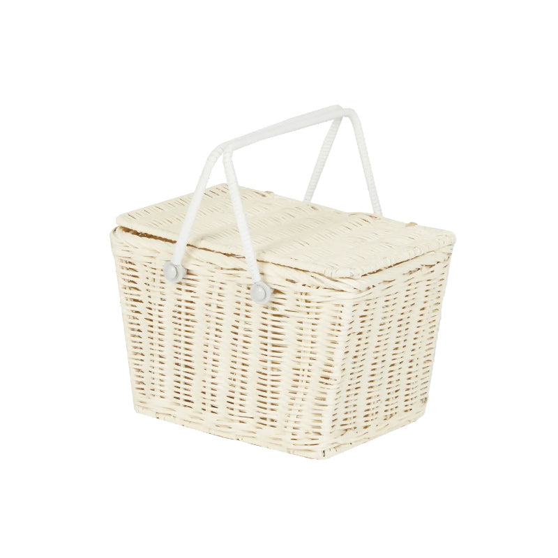 Olli Ella Rattan Piki Basket - Chalk