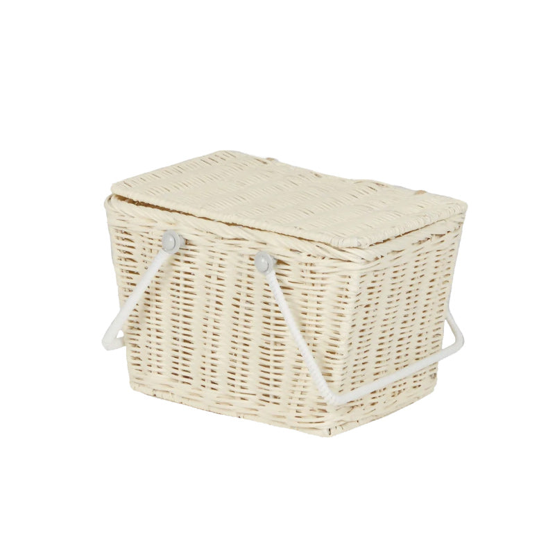 Olli Ella Rattan Piki Basket - Chalk