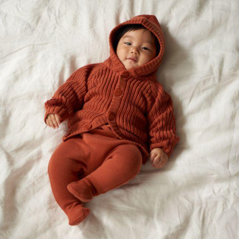 Nature Baby Oak Hoodie - Rust Chunky Knit