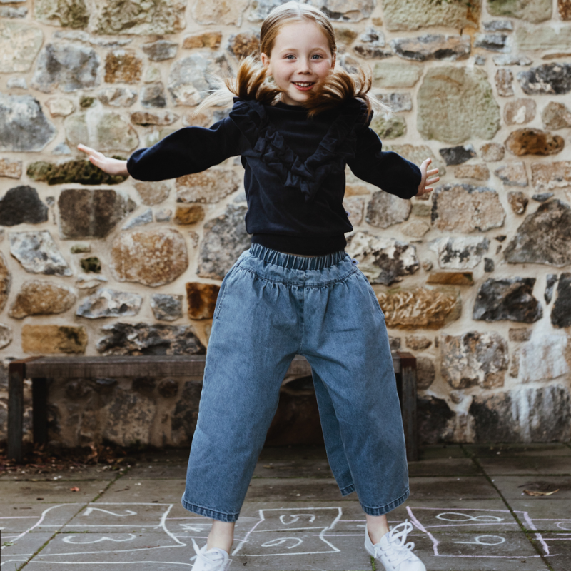 Peggy Verity Velour Top - Navy