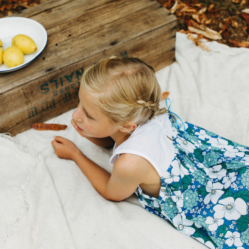 Peggy Poppie Dress - Dahlia Print Blue
